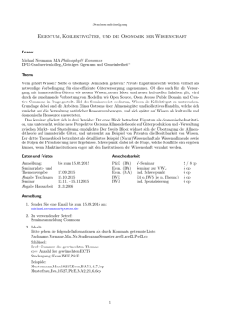 Eigentum, Kollektivg&uuml;ter, und die &uml;Okonomik der Wissenschaft