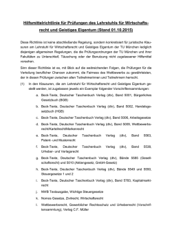 Hilfsmittelrichtlinie f&uuml;r Pr&uuml;fungen des Lehrstuhls f&uuml;r Wirtschafts