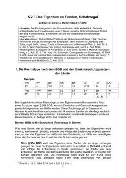 Eigentum an Funden und Schatzregal 2015