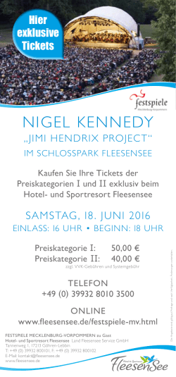 Festspielkonzert mit Nigel Kennedy am 18. Juni 2016