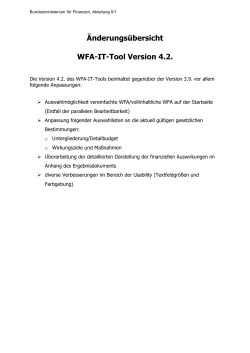 Änderungsübersicht WFA-IT-Tool Version 4.2.