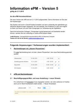 Information ePM &ndash; Version 5