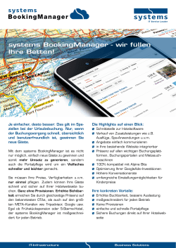 systems BookingManager - wir füllen Ihre Betten!