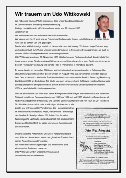 Wir trauern um Udo Wittkowski