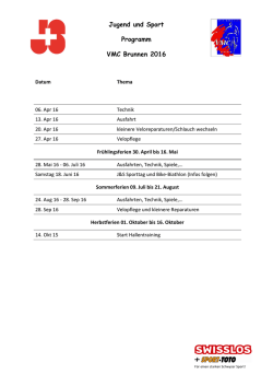 Jugend und Sport Programm VMC Brunnen 2016