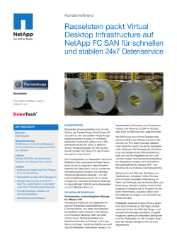 Rasselstein packt Virtual Desktop Infrastructure auf NetApp FC SAN
