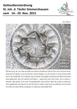 Gottesdienstordnung St. Joh. d. T&auml;ufer