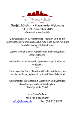 Gan(s)z köstlich - Frauenfelder Weidegans 14. & 21. November