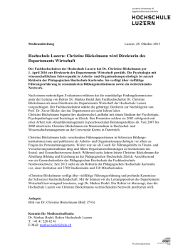 Hochschule Luzern: Christine B&ouml;ckelmann wird Direktorin des