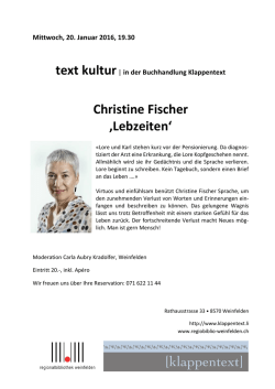 in der Buchhandlung Klappentext Christine Fischer ,Lebzeiten