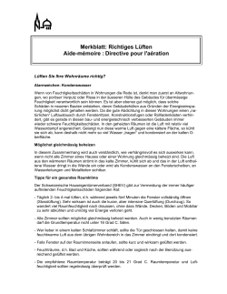 Merkblatt: Richtiges Lüften Aide-mémoire : Directive pour l`aération
