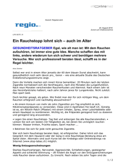 Ein Rauchstopp lohnt sich &ndash; auch im Alter