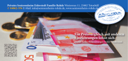 Ein Preisvergleich mit anderen Einrichtungen lohnt sich.