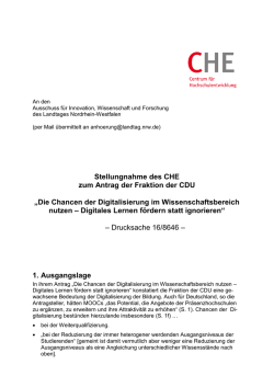 CHE Stellungnahme NW Digitalisierung November 2015