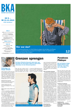Grenzen sprengen - Berner Kulturagenda