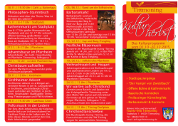 Das Kulturprogramm vom 01.10.-31.12.2015