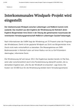 Interkommunales Windpark-Projekt wird eingestellt