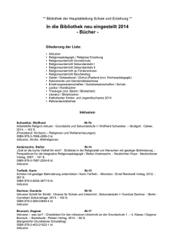 In die Bibliothek neu eingestellt 2014 - B&uuml;cher -