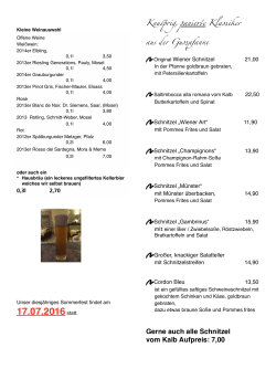 Schnitzelkarte - Schnabels Restaurant