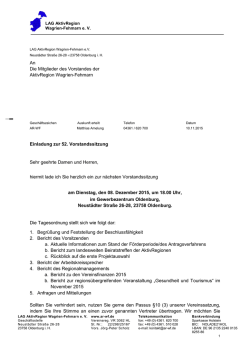 Einladung 53. Vorstandssitzung - Aktivregion Wagrien