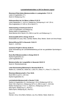 Leichtathletikaktivitäten in 2015 im Bereich Jugend Rheinland