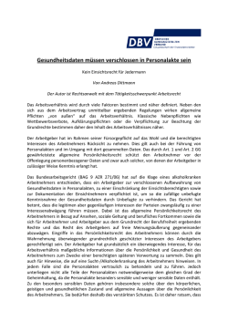 Gesundheitsdaten sind verschlossen in der Personalakte