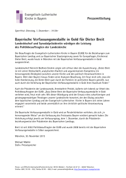 Bayerische Verfassungsmedaille in Gold für Dieter Breit