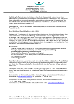 Die Stiftung f&uuml;r Patientensicherheit ist eine nationale, breit