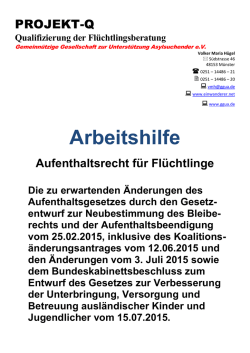 Die zu erwartenden Paragraphen des AufenthG Stand Juli 15 breit
