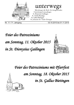 Feier des Patroziniums am Sonntag, 11. Oktober 2015 in St