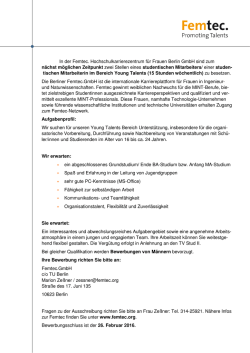 In der Femtec. Hochschulkarrierezentrum f&uuml;r Frauen Berlin GmbH