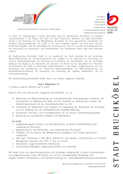 Die Stadtmarketing Bruchk&ouml;bel GmbH sucht zum n&auml;chst m&ouml;glichen