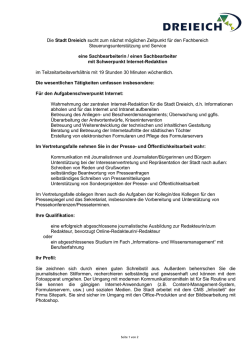 Die Stadt Dreieich sucht zum n&auml;chst m&ouml;glichen Zeitpunkt f&uuml;r den