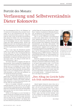 Verfassung und Selbstverständnis Dieter Kolonovits