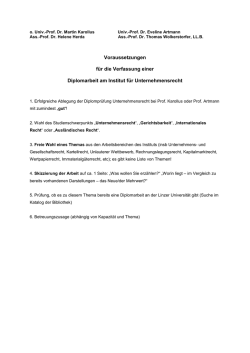 Voraussetzungen für die Verfassung einer Diplomarbeit am Institut