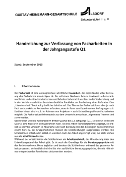 Handreichung zur Verfassung von Facharbeiten in der