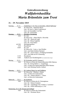 Gottesdienstordnung Wallfahrtsbasilika Maria Br&uuml;nnlein zum Trost