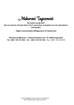 Maharani Tagesmenü - Restaurant Maharani Ingolstadt