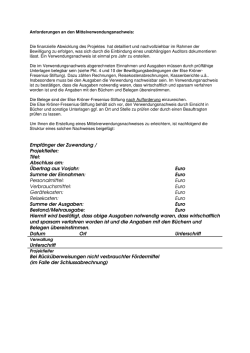EKFS Hinweise zum Mittelverwendungsnachweis