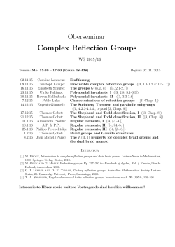Oberseminar Complex Reflection Groups