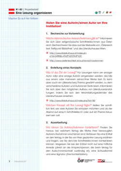 Eine Lesung organisieren Machen Sie sich hier Notizen: Holen Sie