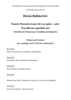 Doron Rabinovici - Fakult&auml;t f&uuml;r Kulturwissenschaften