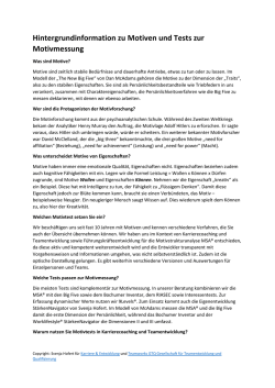 Hintergrundinformation zu Motiven und Tests zur Motivmessung