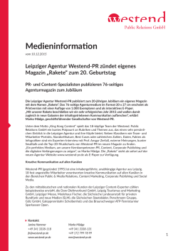 Medieninformation - Westend-PR