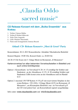 Ankündigung CD Release Konzert Claudia Oddo sacred music