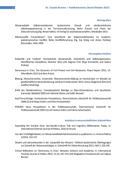 Dr. Claudia Brunner &ndash; Publikationsliste