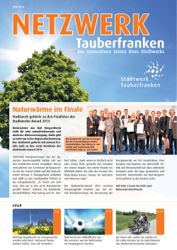 Ausgabe 1/2014 - Stadtwerk Tauberfranken
