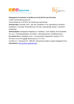 Pädagogische Koordinator*in (30 Wh) zum 01.02.2016 für das FSJ