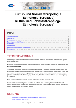 Kultur- und Sozialanthropolog(e)in (Ethnologia