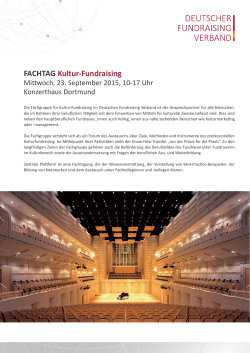 FACHTAG Kultur-Fundraising - Deutscher Fundraising Verband